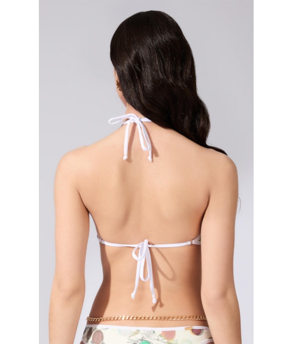 Top Frente Única Viés Bouquet Off White