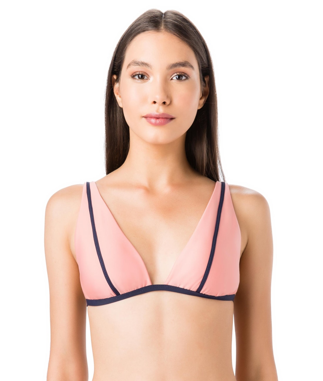 Top Frente Unica Vies Liso Bicolor Salmao