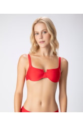 Top Meia Taça Arco Pespontos Ártico Vermelho
