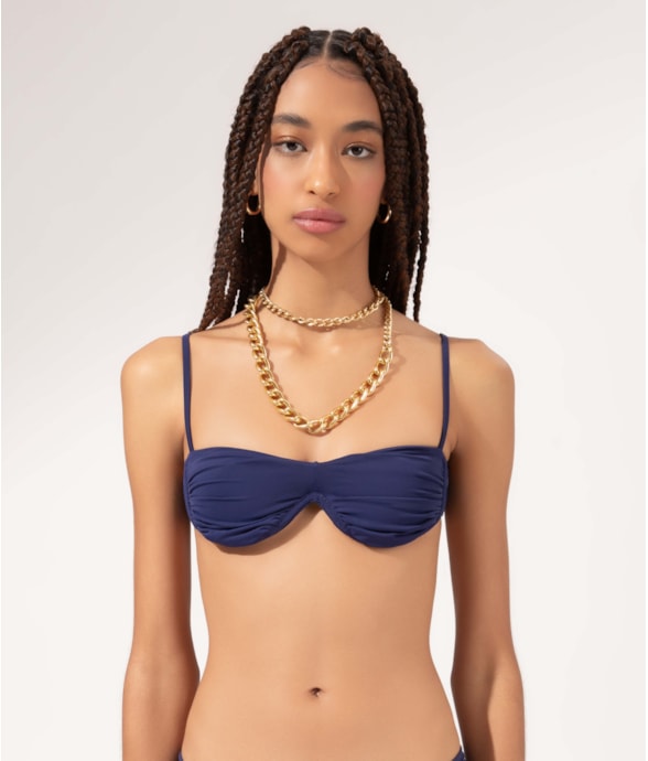 Top Meia Taça Atena Draping Marinho