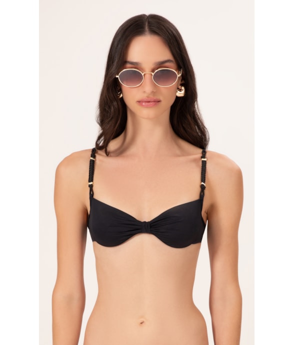 Top Meia Taça Clean Draping Preto