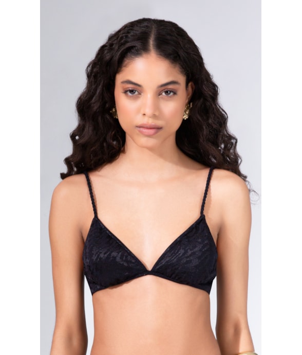 Top Meia Taça Comfort Jacquard Laguna Preto