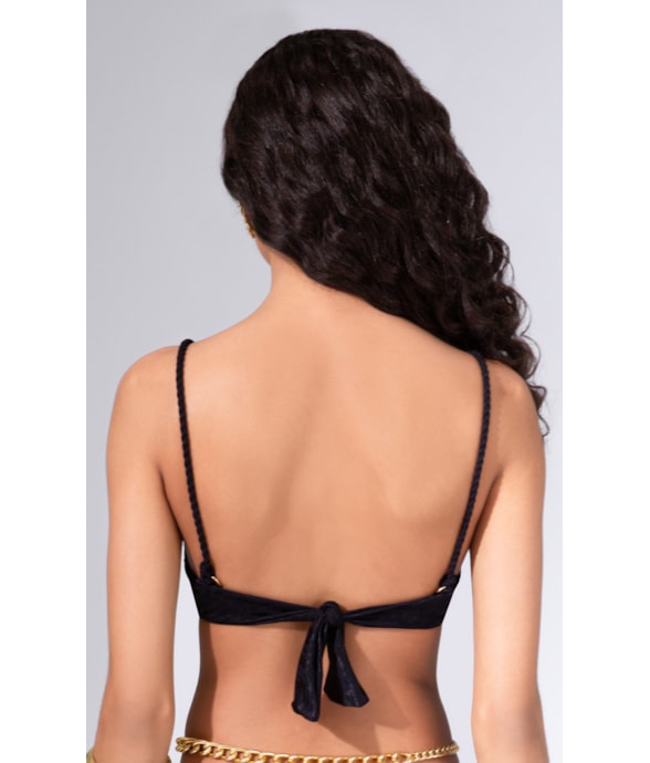 Top Meia Taça Comfort Jacquard Laguna Preto