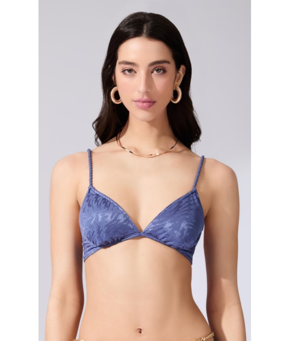 Top Meia Taça Comfort Jacquard Laguna Purple Blue