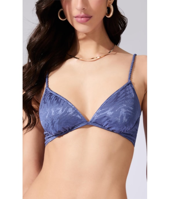 Top Meia Taça Comfort Jacquard Laguna Purple Blue