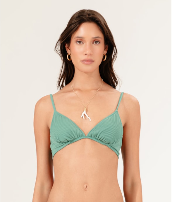 Top Meia Taça Comfort Madras Verde Oliva