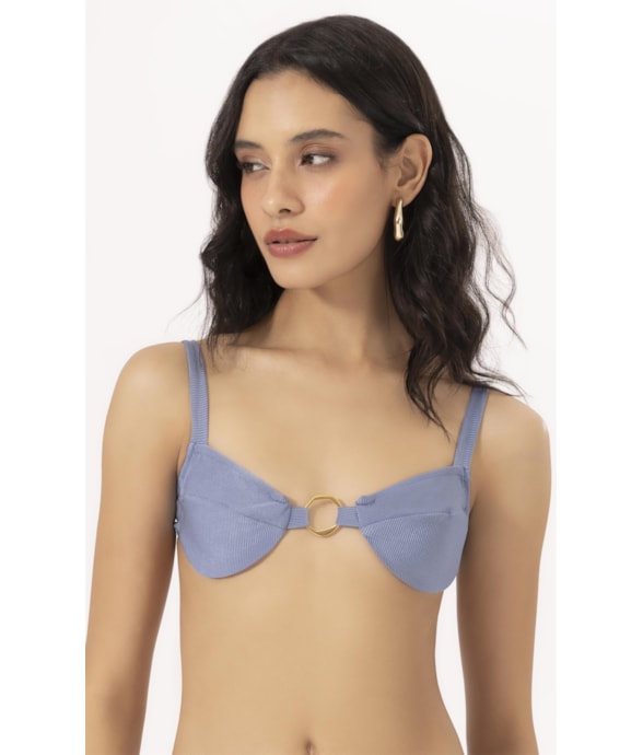 Top Meia Taça Comfort Magic Azul Seco