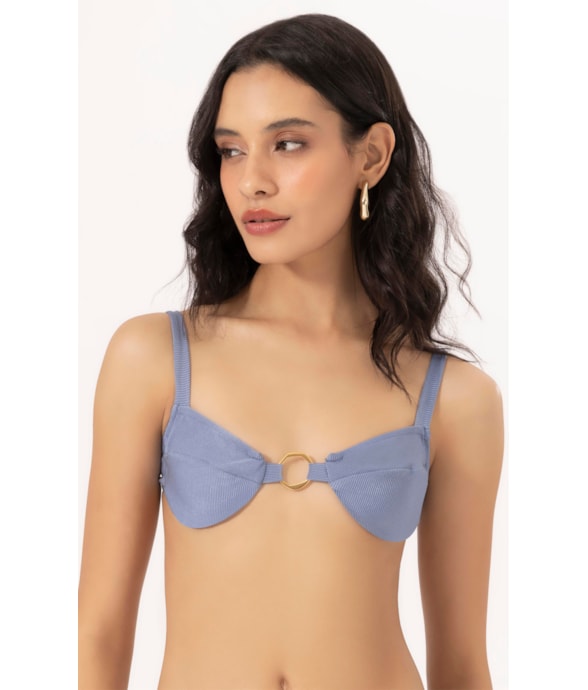 Top Meia Taça Comfort Magic Azul Seco