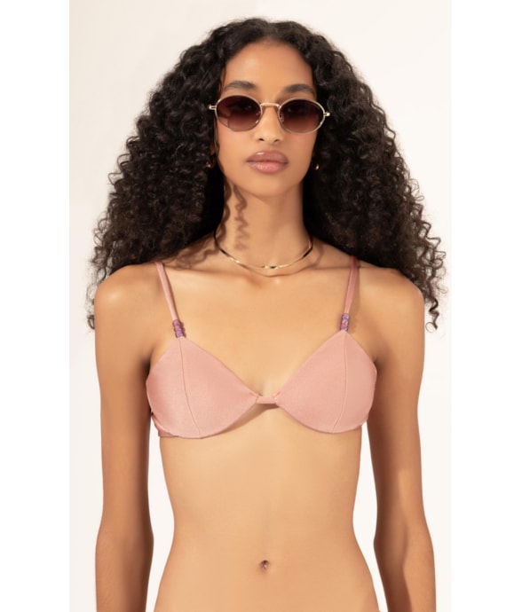 Top Meia Taça Crystals By Swarovski Lumier Rosa Dusty