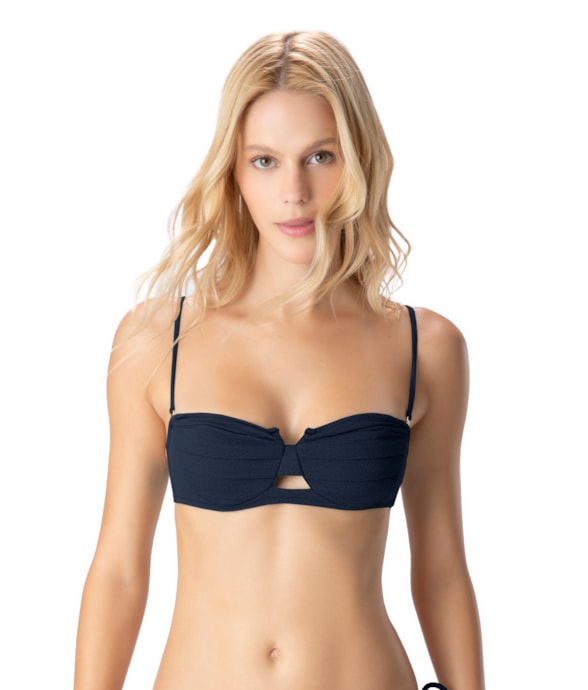 Top Meia Taça Drapeado Bobby Dark Navy