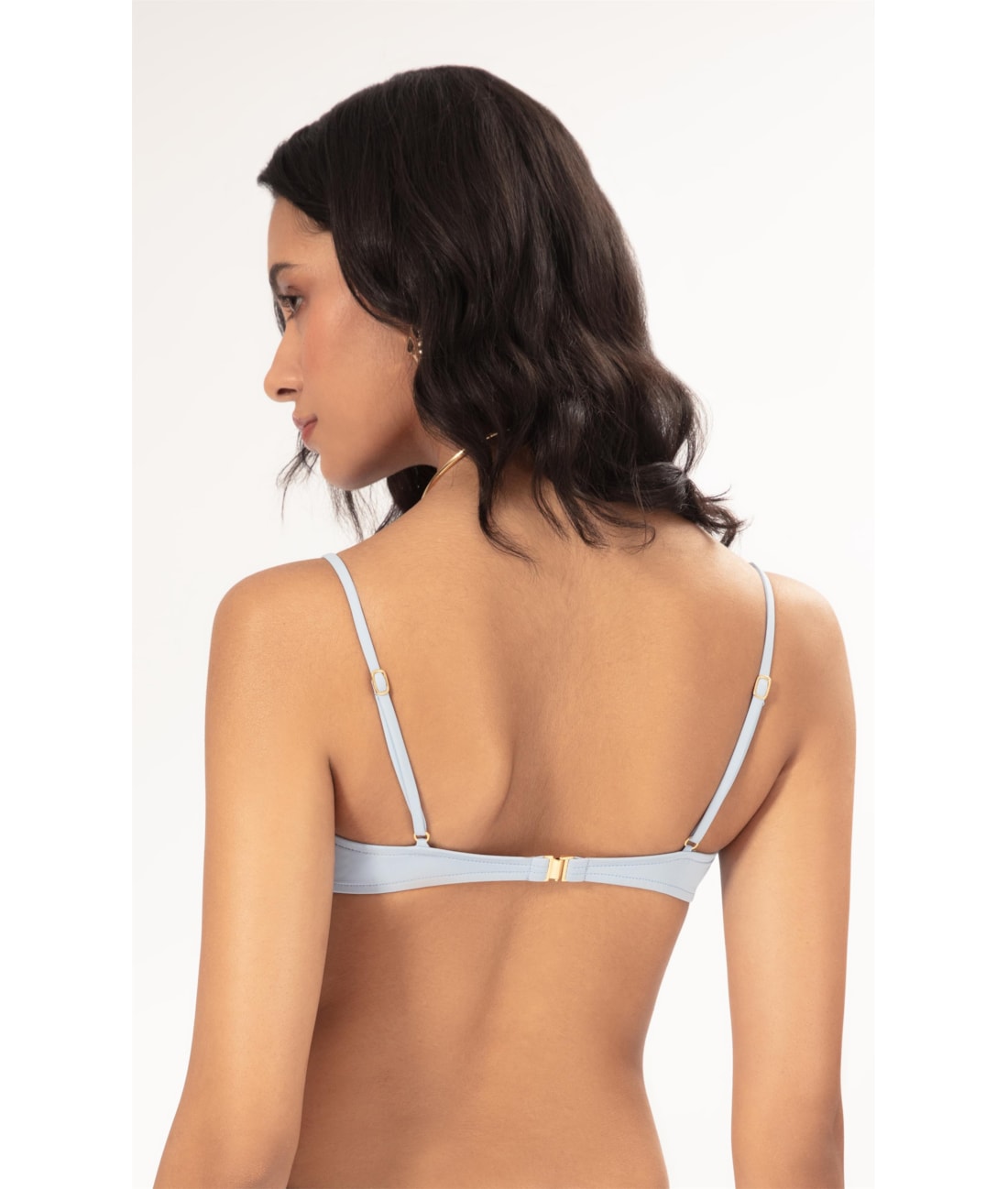 Top Meia Taça Franzido Draping Azul Claro