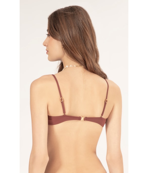 Top Meia Taça Franzido Draping Marrom