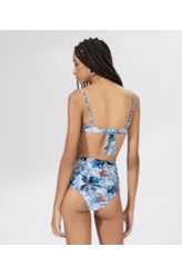 Top Meia Taça Ilhós Comfort Blossom Azul Bic