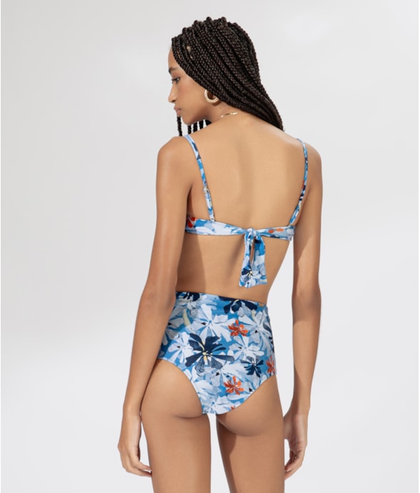 Top Meia Taça Ilhós Comfort Blossom Azul Bic