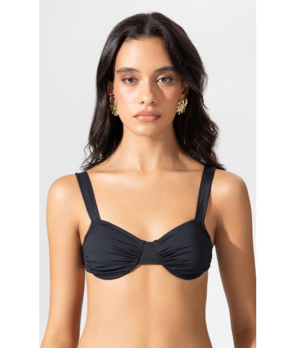 Top Meia Taça Lenço Comfort Draping Preto