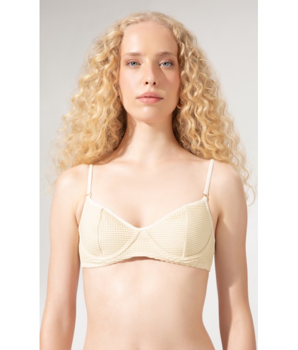 Top Meia Taça Madona Comfort Metallic Plait Natural
