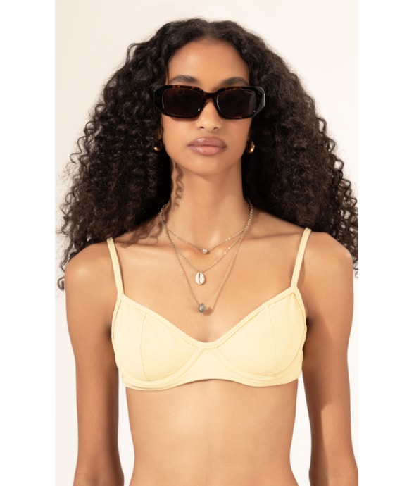 Top Meia Taça Madonna Comfort Bobby Amarelo Manteiga