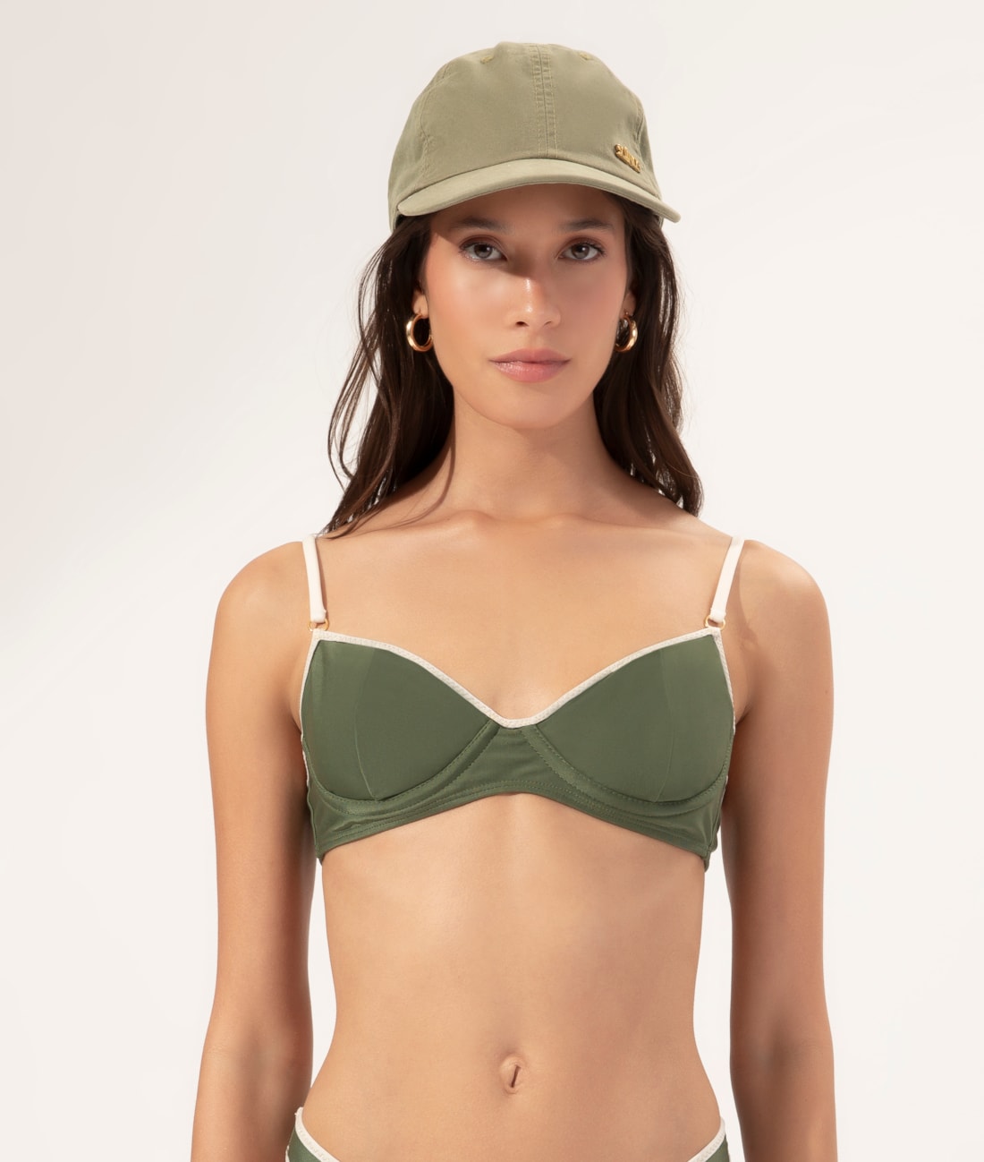 Top Meia Taça Madonna Comfort Breeze Verde Militar