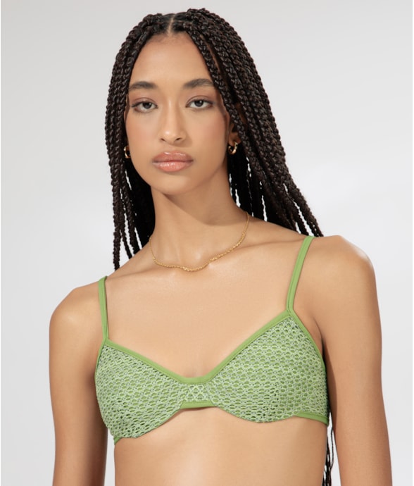 Top Meia Taça New Viés Comf Mesh Malibu Verde Maçã