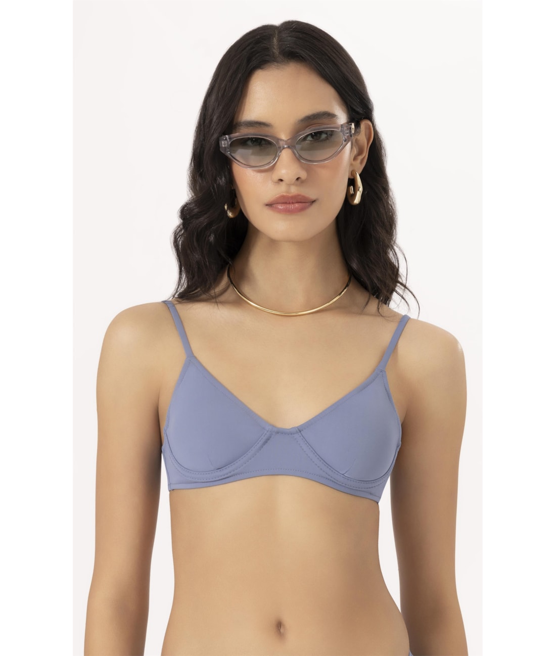 Top Meia Taça Pala Comfort Clássicos Azul Seco