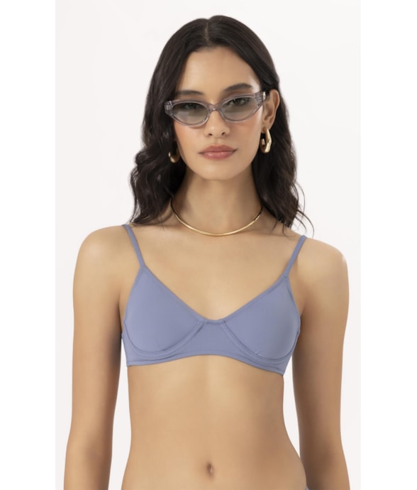 Top Meia Taça Pala Comfort Clássicos Azul Seco