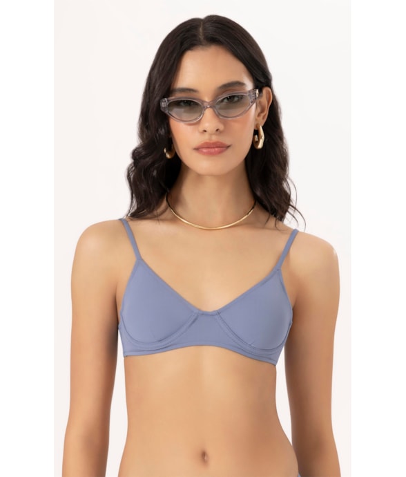 Top Meia Taça Pala Comfort Clássicos Azul Seco