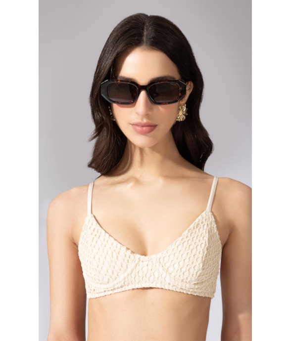 Top Meia Taça Pala Comfort Mesh Lurex Natural