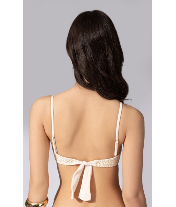 Top Meia Taça Pala Comfort Mesh Lurex Natural
