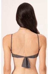 Top Meia Taça Pala Comfort Rendado Lux Grafite