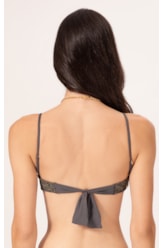 Top Meia Taça Pala Comfort Rendado Lux Grafite