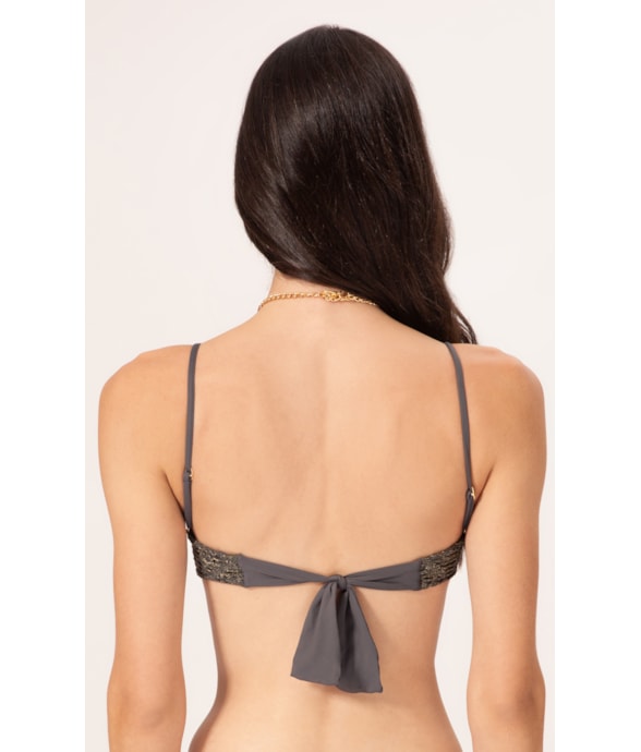 Top Meia Taça Pala Comfort Rendado Lux Grafite