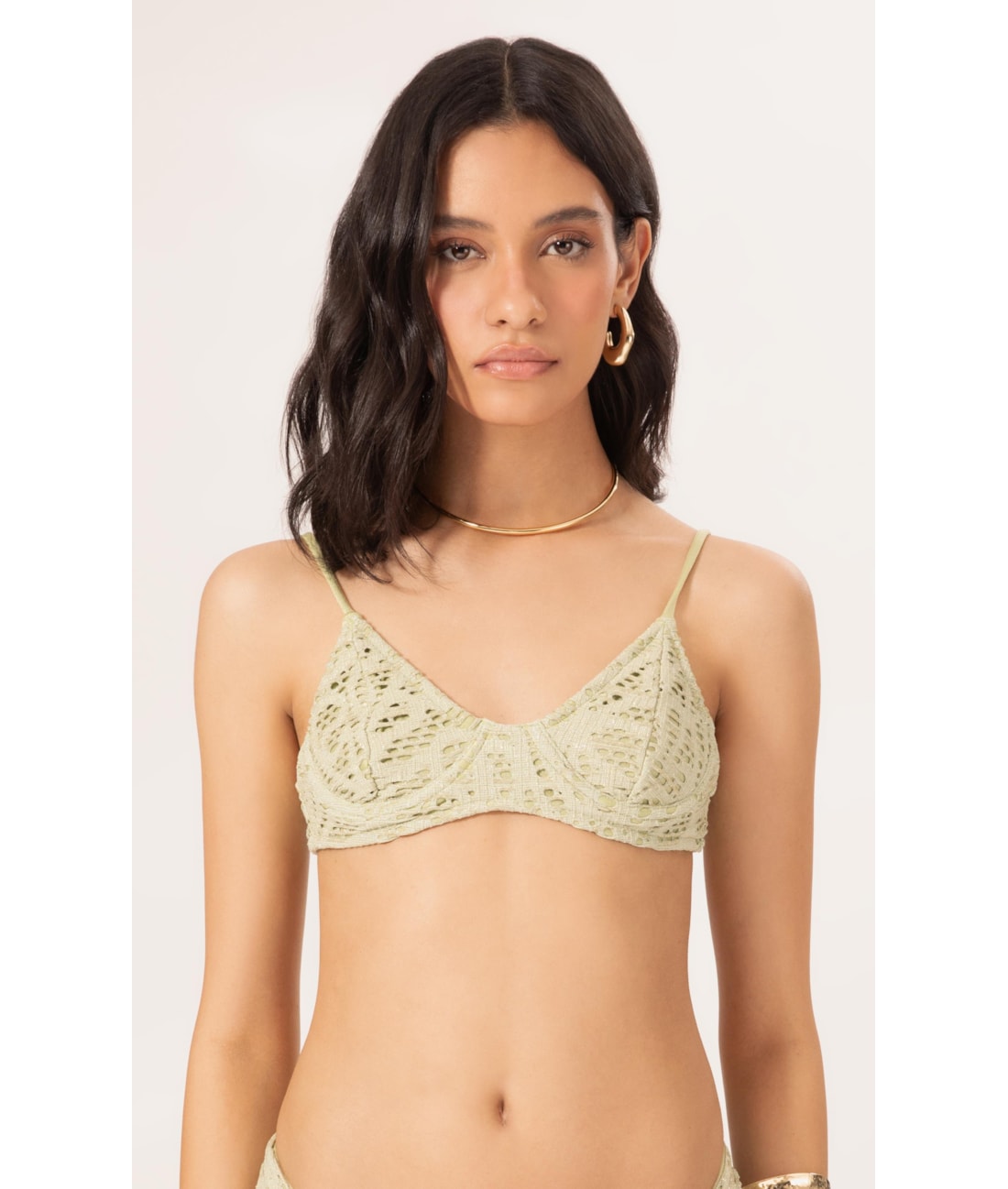 Top Meia Taça Pala Comfort Rendado Lux Verde Agua