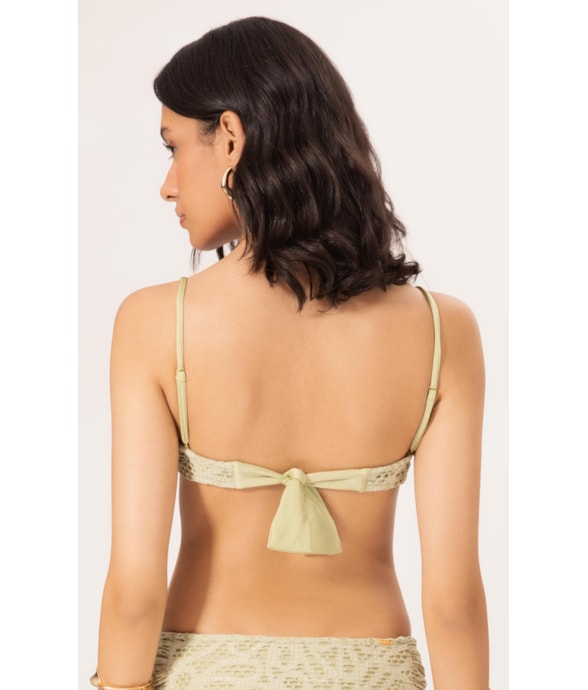 Top Meia Taça Pala Comfort Rendado Lux Verde Agua