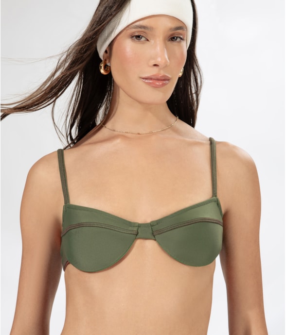 Top Meia Taça Pala Comfort Venice Beach Verde Militar