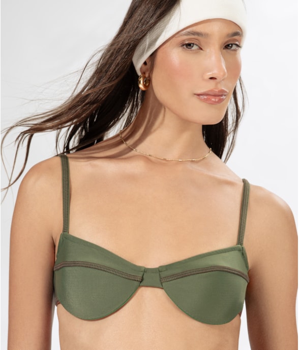 Top Meia Taça Pala Comfort Venice Beach Verde Militar