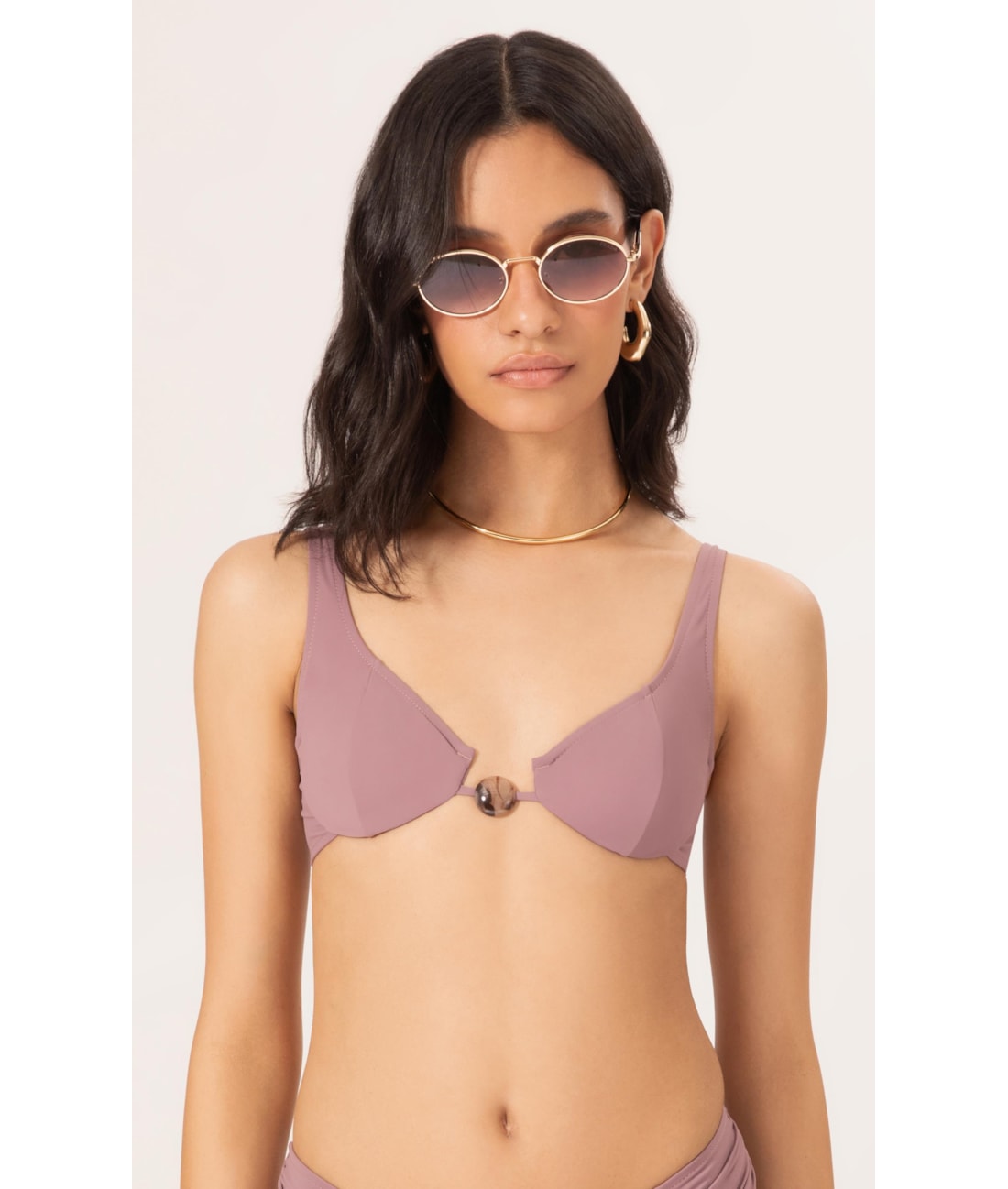 Top Meia Taça Recorte Comfort Air Sense Old Purple