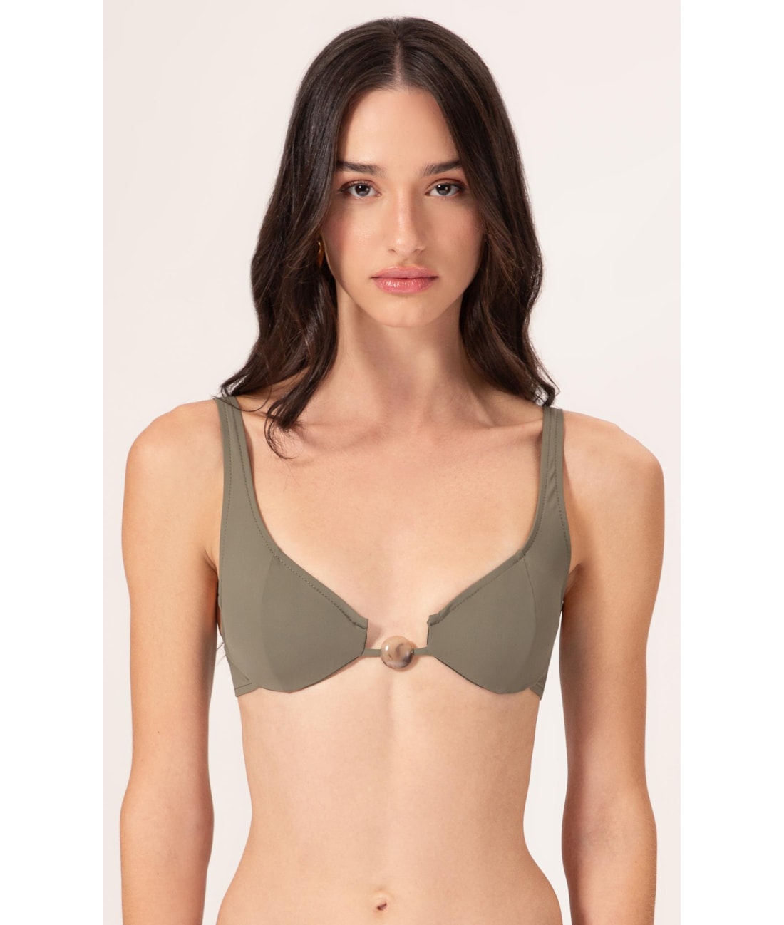 Top Meia Taça Recorte Comfort Air Sense Verde Militar