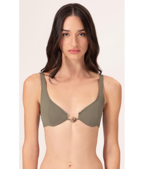 Top Meia Taça Recorte Comfort Air Sense Verde Militar