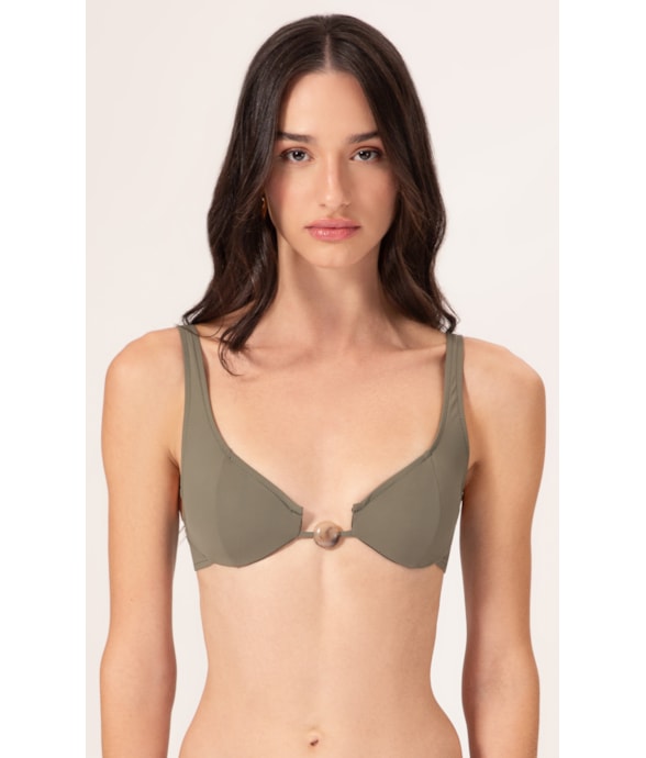 Top Meia Taça Recorte Comfort Air Sense Verde Militar