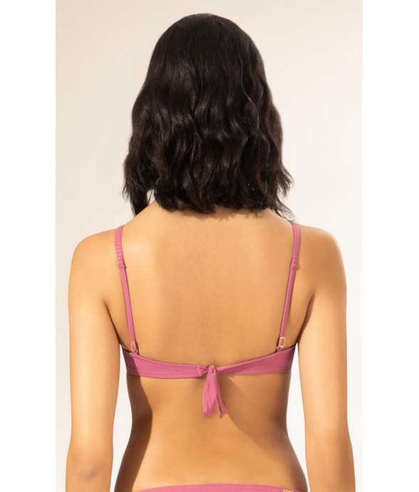 Top Meia Taça Recorte Comfort Canelado Geo Rosa Velho