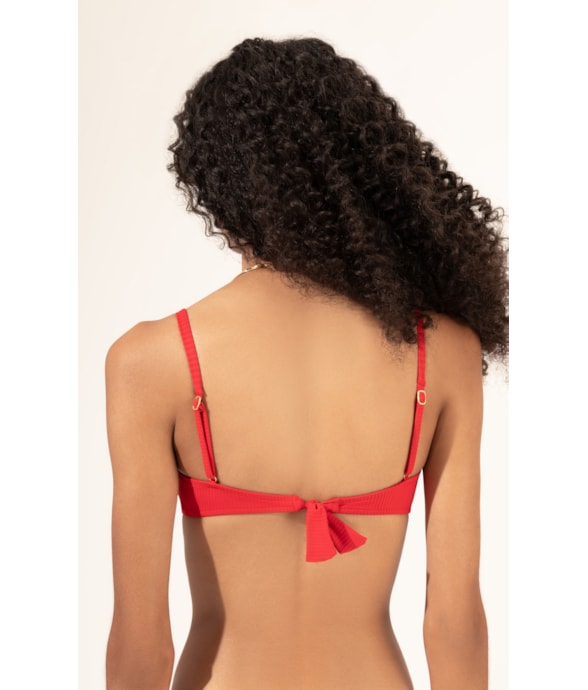 Top Meia Taça Recorte Comfort Canelado Geo Vermelho