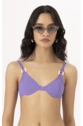 Top Meia Taça Recorte Comfort Canelado Geo Violeta