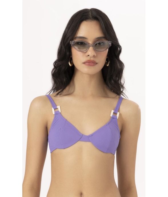 Top Meia Taça Recorte Comfort Canelado Geo Violeta