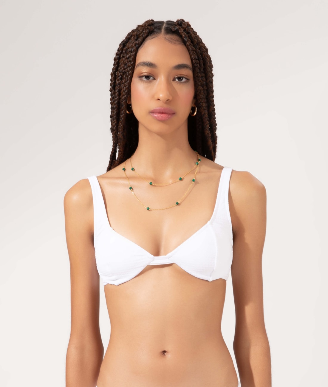 Top Meia Taça Recorte Comfort Dots Branco