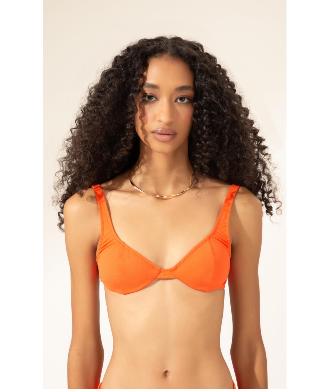 Top Meia Taça Recorte Comfort Dots Laranja