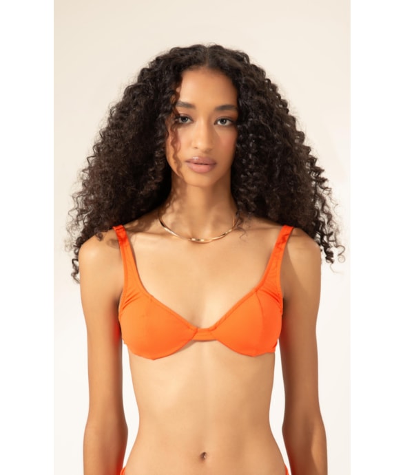 Top Meia Taça Recorte Comfort Dots Laranja