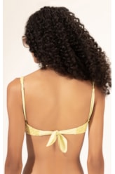 Top Meia Taça Recorte Comfort Mesh Lurex Amarelo Claro