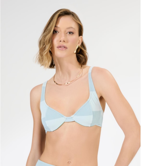 Top Meia Taça Recorte Comfort San Diego Azul Seco