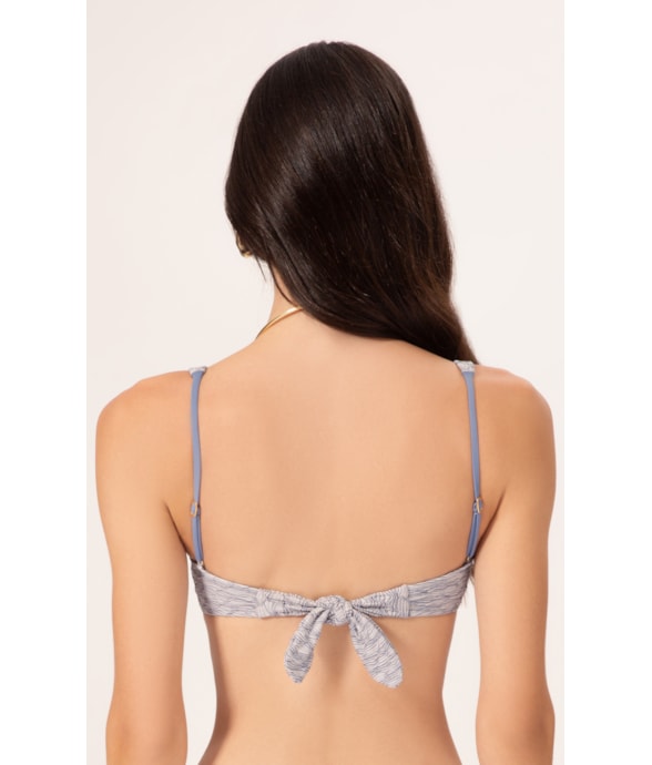 Top Meia Taça Recorte Comfort Versi Azul Jeans Mescla