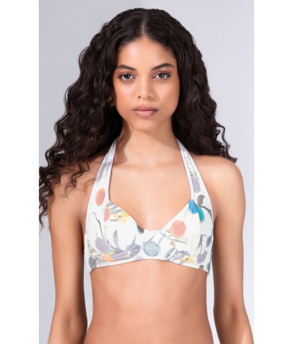 Top Meia Taça Recorte Viés Comfort Bouquet Off White